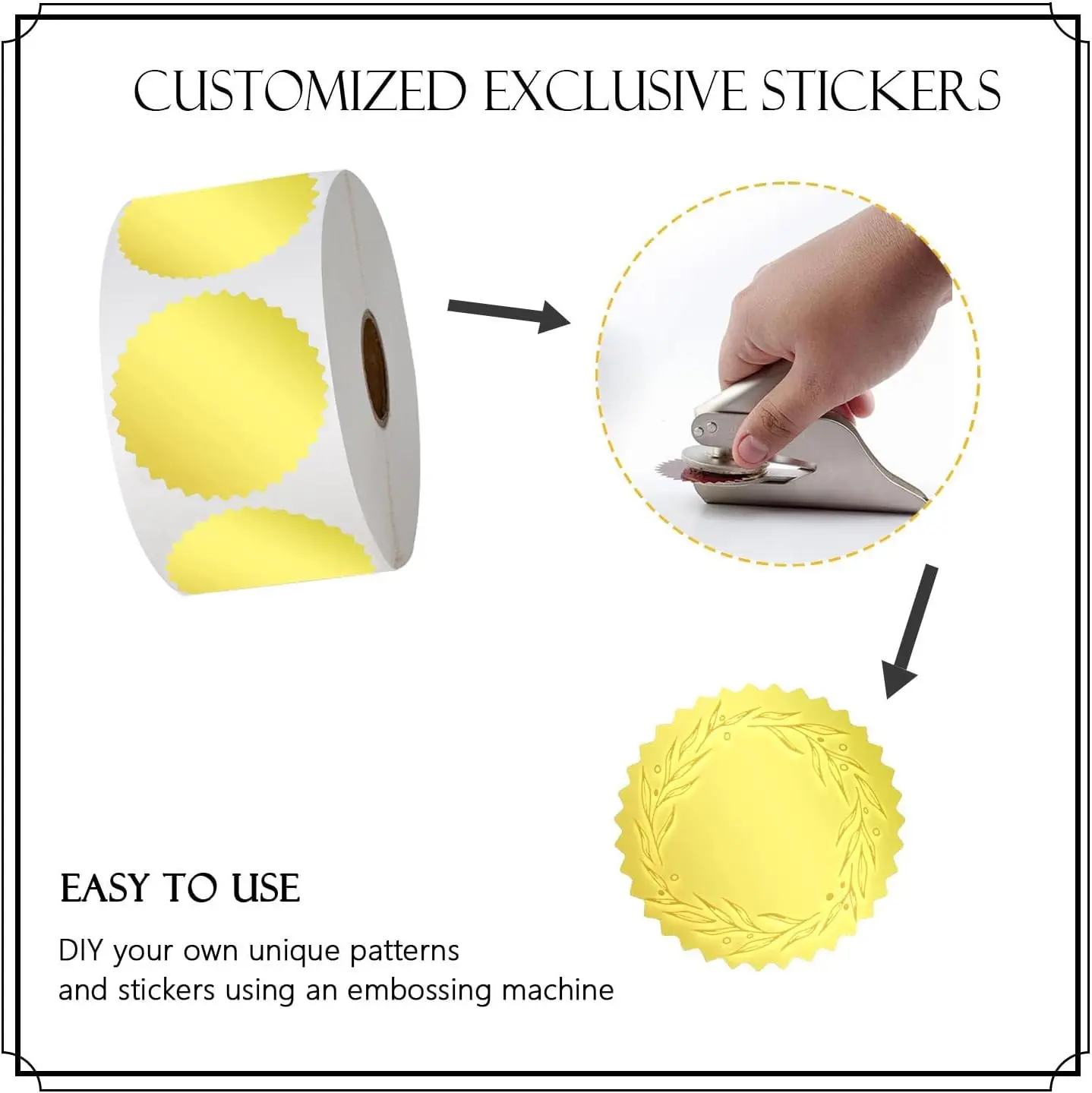 500Pcs Gold Embossed Stickers Envelope Seals 1.75Inch Metallic Foil Package Envelope Certificate Wafer Seals for Greeting Cards
