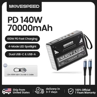 MOVESPEED Z70 Pro Large Capacity Power Bank 140W Max Fast Charge Laptop External Battery Charger for MacBook Pro Outdoor Camping