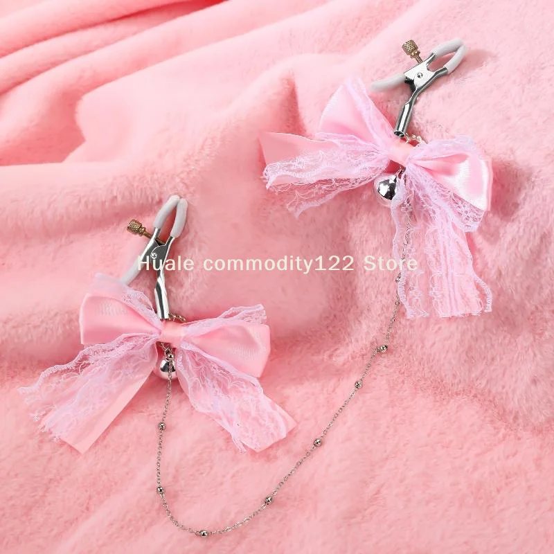 Lace Butterfly Bell Nipple Clamps With Chain For Adults_voghion.com
