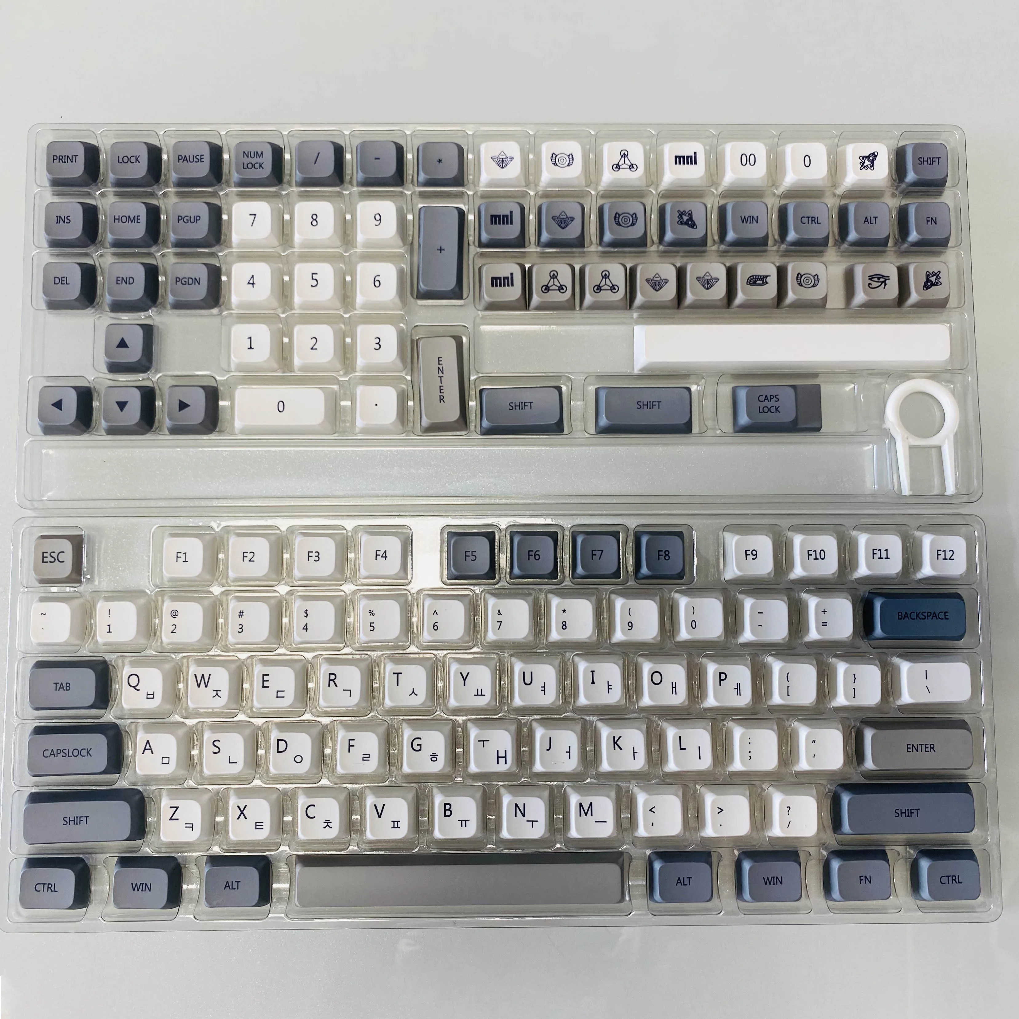 Teclas Xda Perfil Pbt Keycap Minimalista Branco Cinza Inglês Russo Japonês Coreano Keycaps para Interruptor mx Teclado Mecânico 133 - Imagem 3