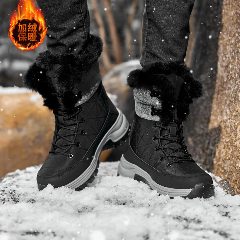 Winter Men & Women Snow Boots Fashion Hiking Shoes Thick Plush Super Warm Anti-Slip Sports Casual Large Size 39-46