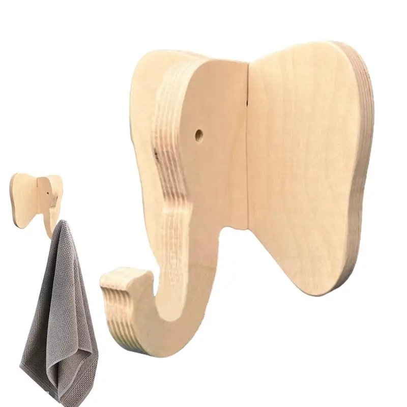

Natural Wooden cute elephant nose Shaped Cabinet hooks Wardrobe Door Pulls Creative Wall Hooks Furniture accessories for kids