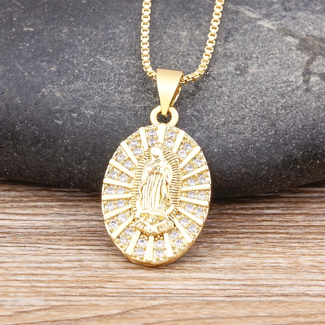 Rose Gold Our Lady of Guadalupe Pendant Necklace