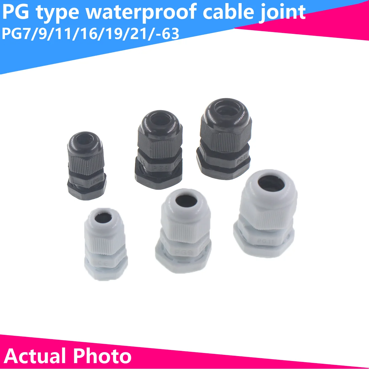 20PCS PG7/9/11/13.5/16/19/21/25/29-63 Type Waterproof Cable Gland Nylon Plastic Sealed Gland Head Fixed Wire Connector For 3-6.5 50 5pcs m3 m4 m5 m6 m8 m10 m12 white nylon hexagonal screw nut washer set metric threaded hex head screw plastic insulated bolt