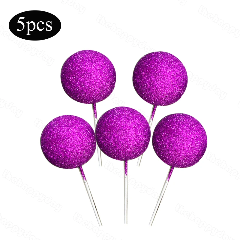 Vibrant Glitter Ball Cake Toppers
