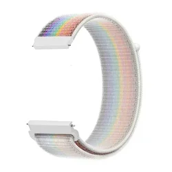 22mm Durable Nylon Sport Loop Strap in Black - 22mm width band (White rainbow)
