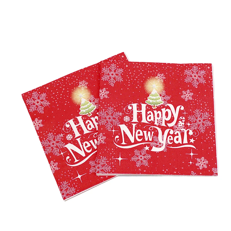 Vlag HORECA Airlaid bestek servetten Christmas | 40x40 cm wegwerp servet als bestek tas | extreem absorberend stof vergelijkbaar | ideaal voor Kerstmis | 100 stuks
