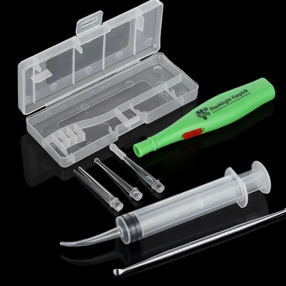 

Tonsil Stone Remover Tool LED Light Earpick Steel Earwax Remover 3 Tips Irrigator Clean Ear Care Wax Cleaning Tools