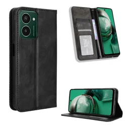 Leather Wallet Case with Magnetic Book Stand and Card Holder for HMD Pulse Plus (Black)