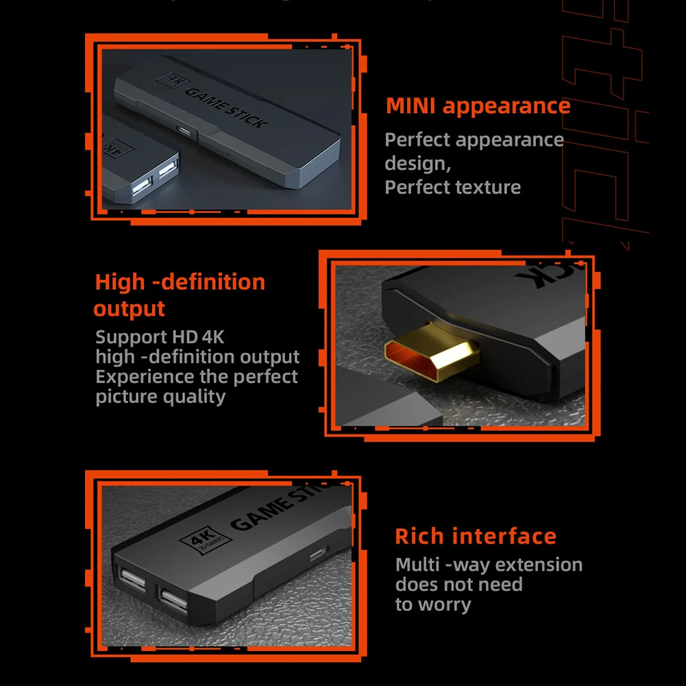 GD20 Game Console 4K 60fps Low Latency Output Ultra TV Game Stick Portable Retro Console Built-in 70K