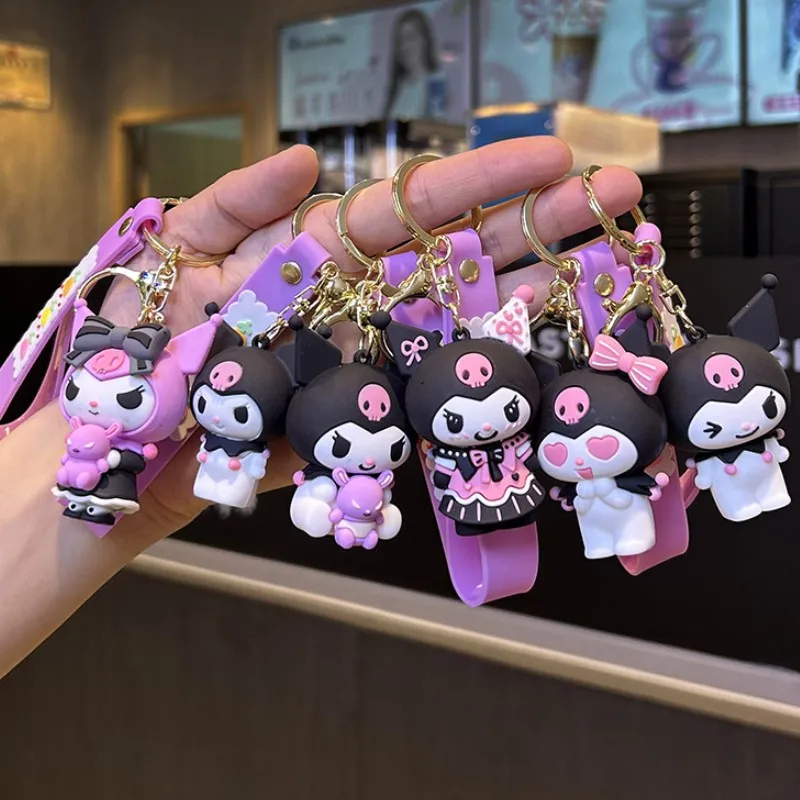 

2023 Hot Sanrio Keychain Anime Kuromi Accessories Key Ring Figure Pvc Key Chain Women Bag Pendant Model Mobile Ornaments Gift
