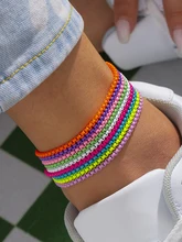  9 Colors Unique Adjustable Iron Chain Anklet Bracelet for Women Summer Beach Thin Chain Ankle Barefoot Y2K Female Foot Jewelry 