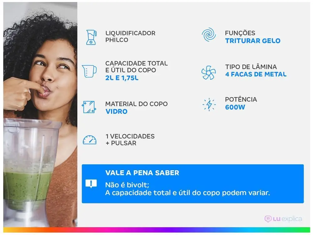 Liquidificador Philco PLQ2000 Smart Copo de Vidro - 220V 2