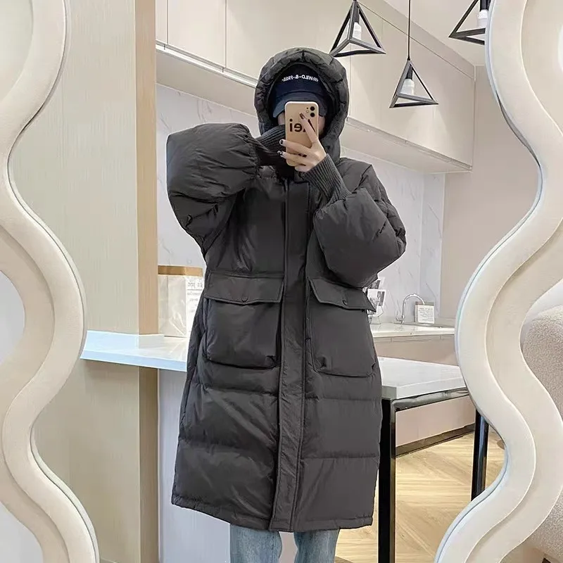 2023 New Women Down Jacket Winter Coat Female Mid Length Version Parkas Thick Warm Outwear Hooded Leisure Time Fashion Overcoat