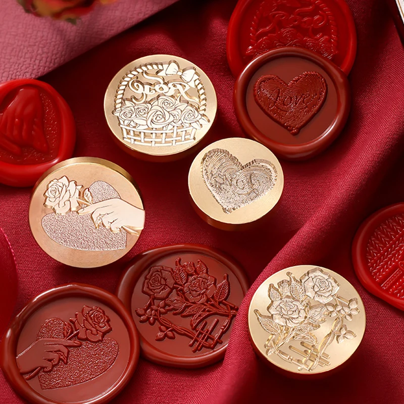 Romantic Love Wax Stamp Head Bride Groom Roses Heart Pattern Sealing Wax Scrapbooking Stamps Wedding Invitations Decoration