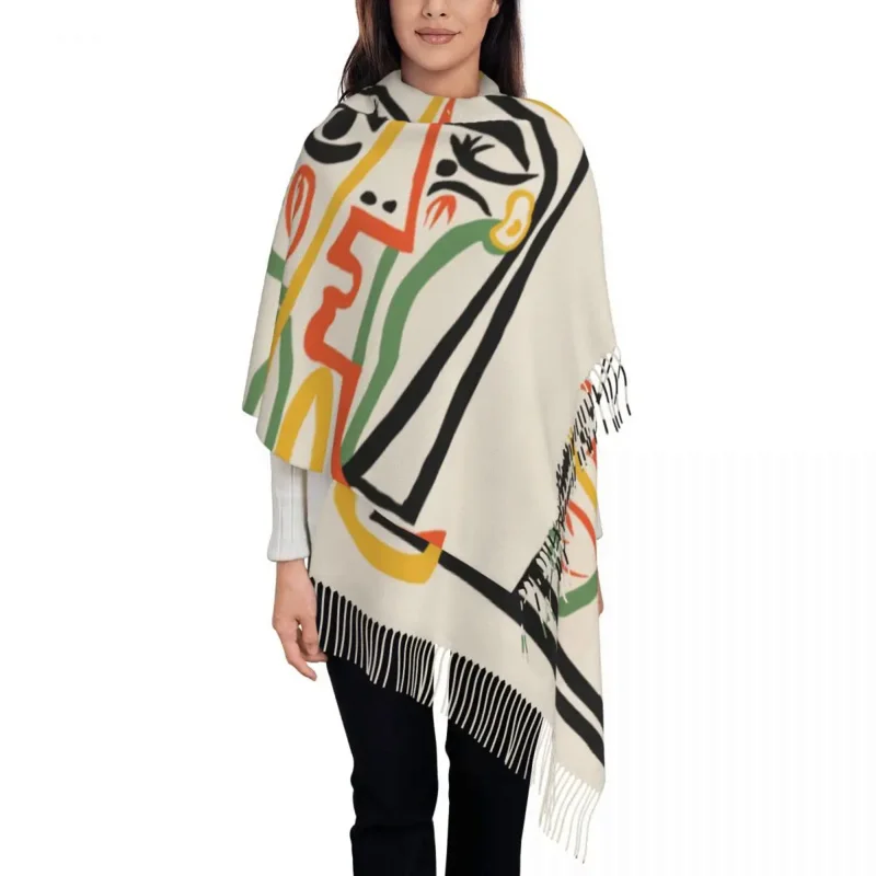 

Personalized Print Tete De Femme Scarf Men Women Winter Fall Warm Scarves Pablo Picasso Artwork Shawl Wrap