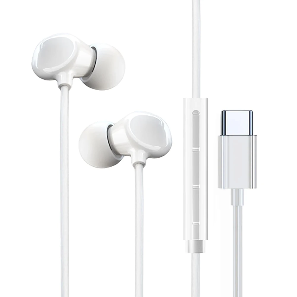 Enhanced USB Type C Ceramic Wired Headphones with HIFI Stereo Sound and Microphone Integration