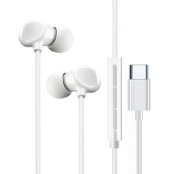Enhanced USB Type C Ceramic Wired Headphones with HIFI Stereo Sound and Microphone Integration (Type C White)