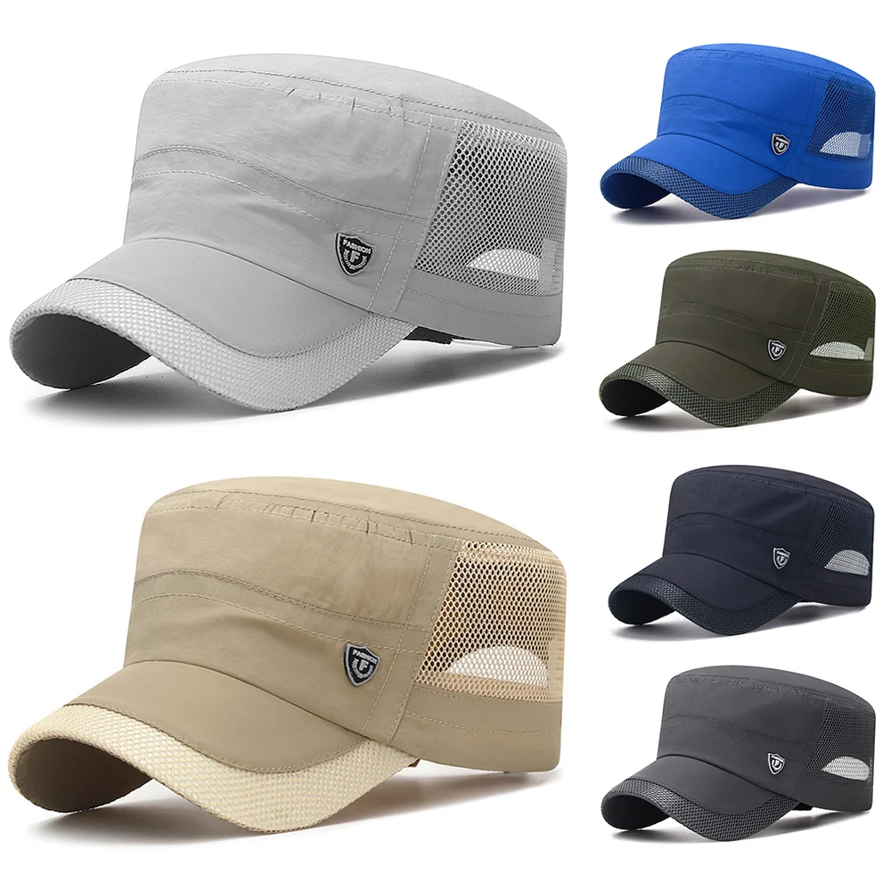 

Women Quick Dry Military Hats Trucker Cap Unisex Summer Flat Top Hat Outdoor Army Cap Men Adjustable Baseball Caps Mesh Hat