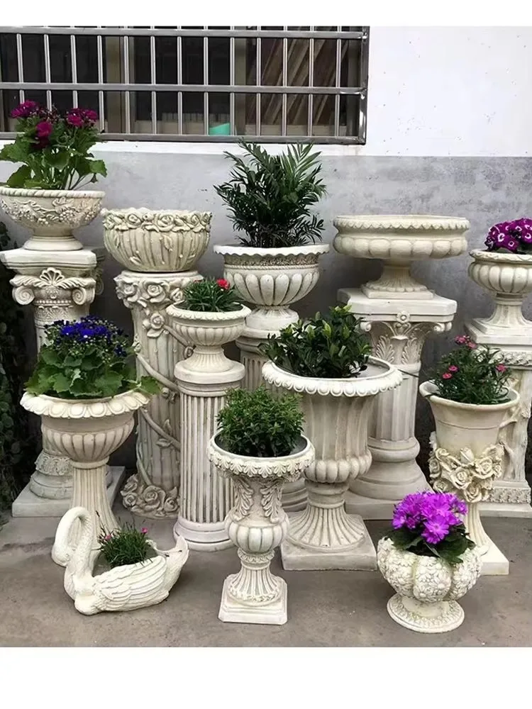Big Cement Concrete Planter, Flower Pot, fiberglass Molds for Outdoor Garden, House Building Decoration