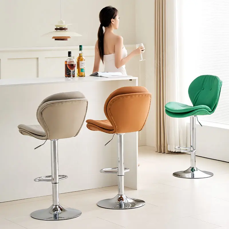 Nordic Waist Protection Comfortable Bar Chairs Lift Swivel Backrest High Stool Home Kitchen Island Chair Creative Bar Chairs