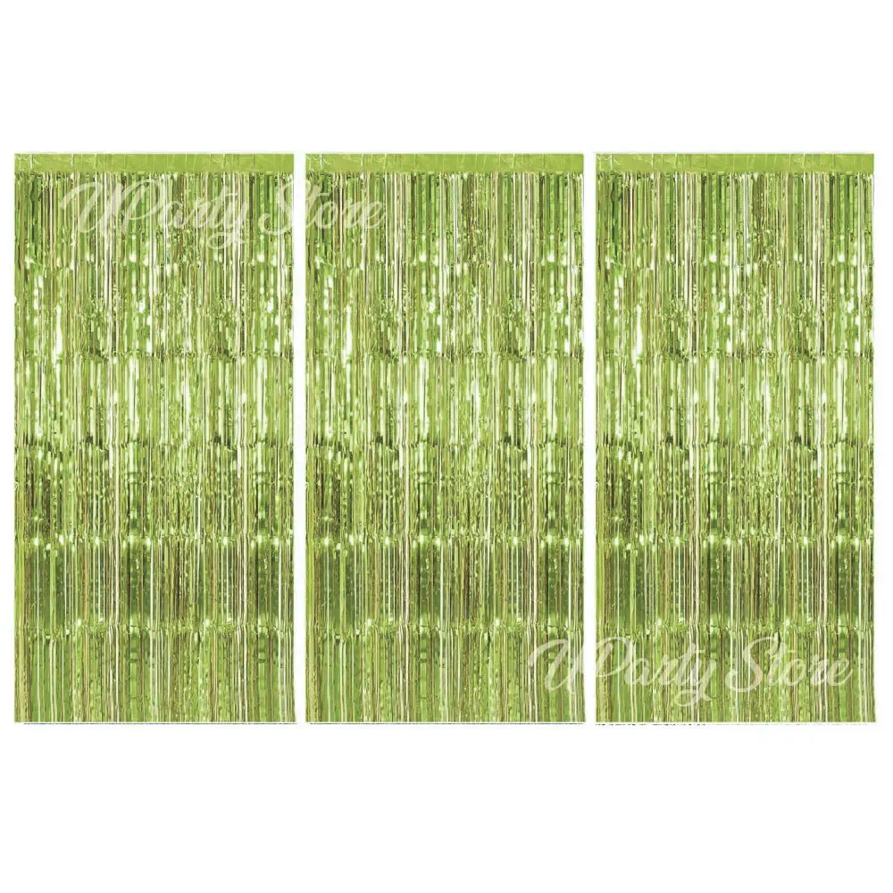 Silver Foil Fringe Curtains - Set of 3, Metallic Rose Gold Tinsel Streamers for Celebrations and Events Backdrop Decor