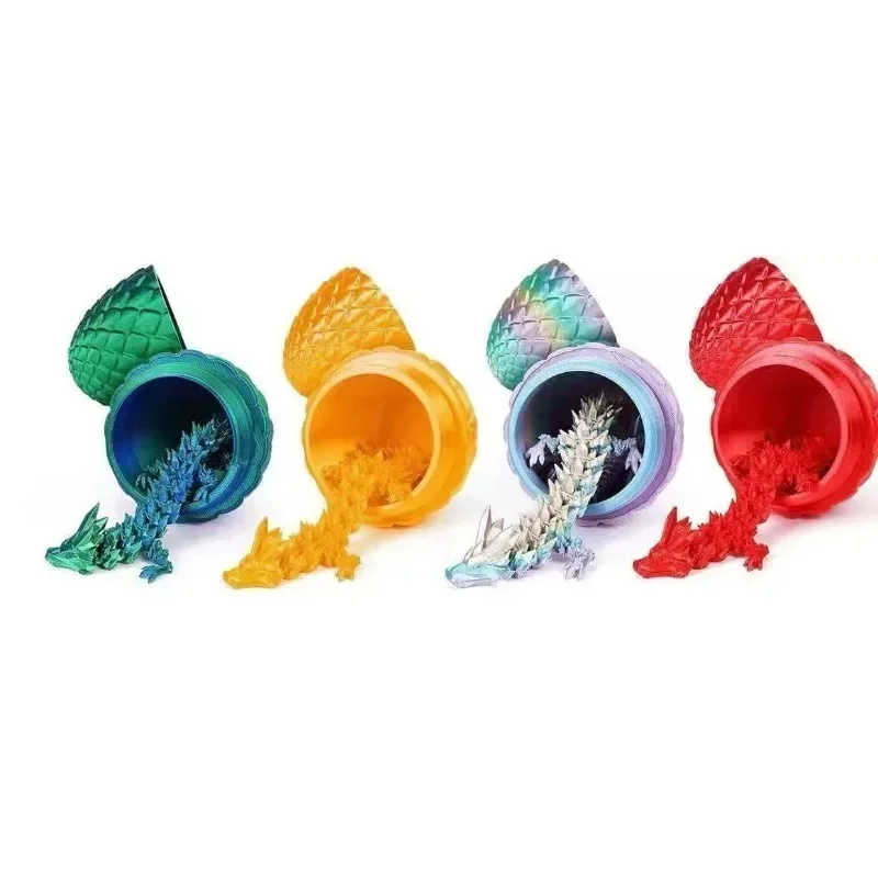 3D Printed Toy Dragon Statue Ornament Crafts 1PCS 3D Printed Dragon Egg and Dragon Full Joint Model Movable Rotary Joint Desktop Jewelry Children's Toys Calarmar Game