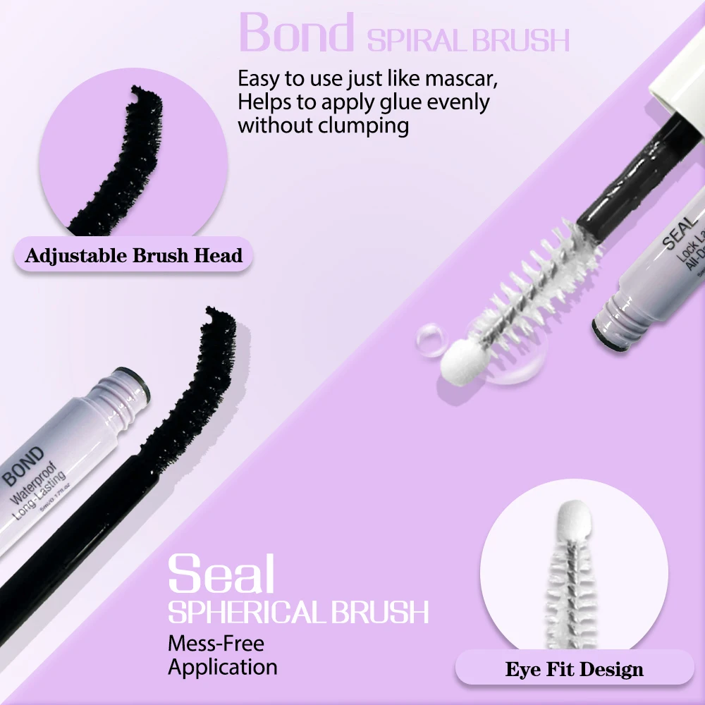 Fake Eyelashes Lash Extension Kit Eyelash Set Lash Glue uCoolMe Lash Black Bond and Seal