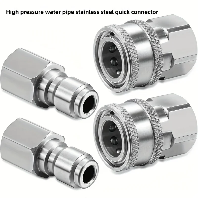5000PSI High-Pressure Washer Accessories - 3/8" Stainless Steel Quick Connector for High-Pressure Water Pipes 5