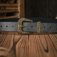 Hommes - Femmes - Western Denim - cuir pu - Ceinture - Jeans vintage avec ceinture à boucle sculptée florale 6
