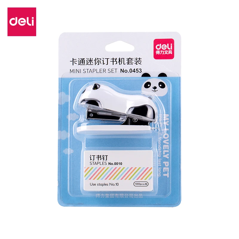 

Deli 1 Set School Stapler With 1000 Staples Bind 10 Sheets Paper Mini Panda Pattern 0453