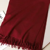 62Color Solid Women Winter Scarf Warm Thicken Cashmere Shawl Outdoor Fashion Luxury Tassels Pashmina Lady Wrap Windproof Scarves 5