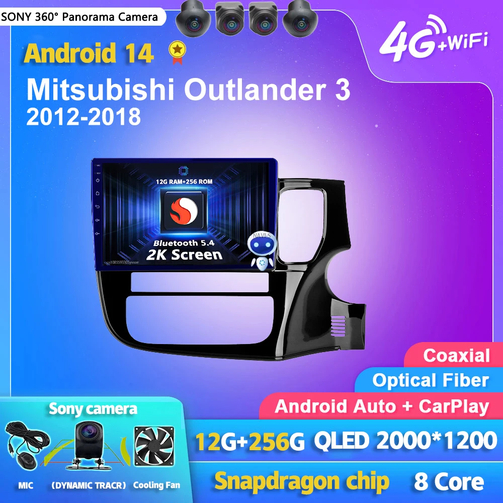 

Android 14 Carplay Auto Car Radio Multimedia Player For Mitsubishi Outlander 3 2012-2018 RHD Autoradio GPS Stereo 2din Head Unit