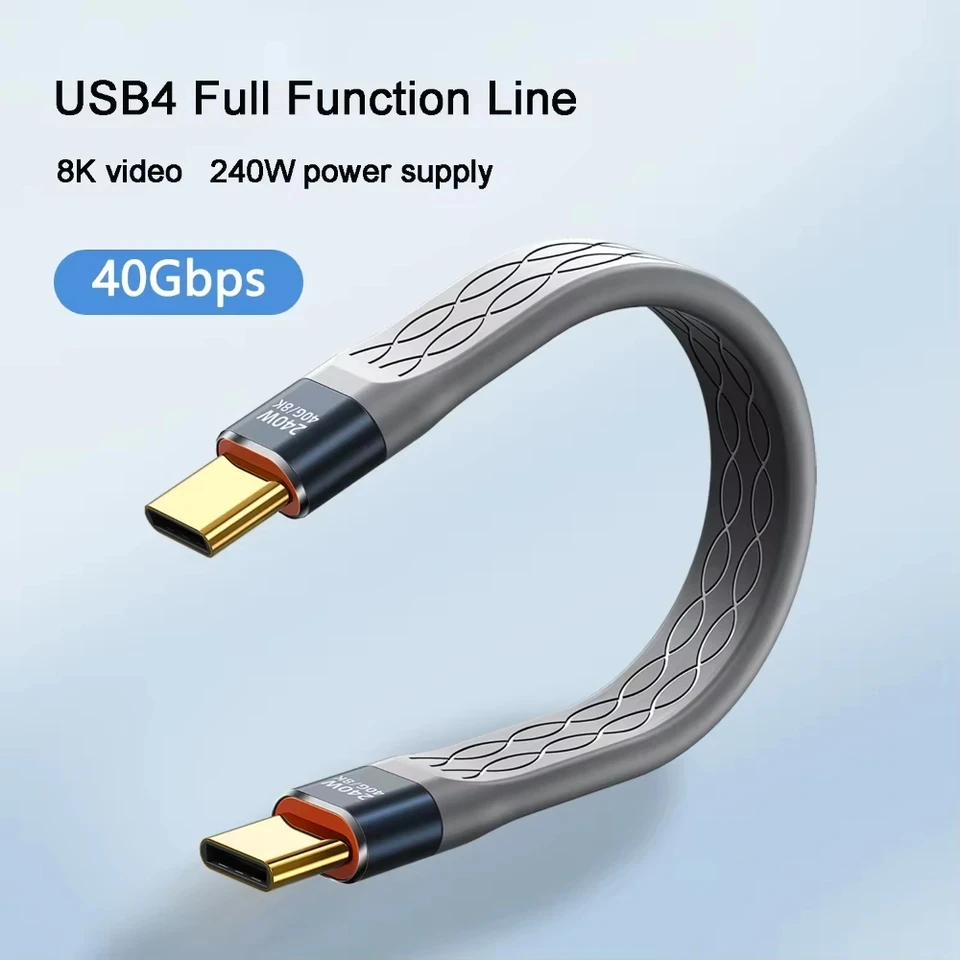 Ultra-Thin 240W High-Speed USB C Fast Charging Cable with 8K Video Support