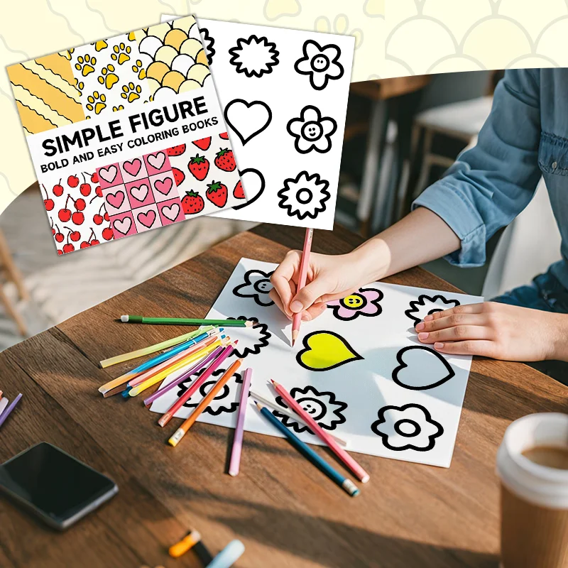 Simple Pattern Coloring Book for Adults - 24 Pages of Thick Paper with Bold, Vibrant Designs for Relaxation and Creativity 4