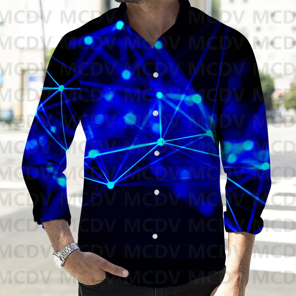 Men's Electronic Chip 3D Printed Casual Long Sleeved Shirt Button Down Shirts Spring Mens Casual Lapel Shirt 1 100 pcs lot original lsm6dsltr screen printed sf lga 14 i2c spi gyro attitude sensor chip