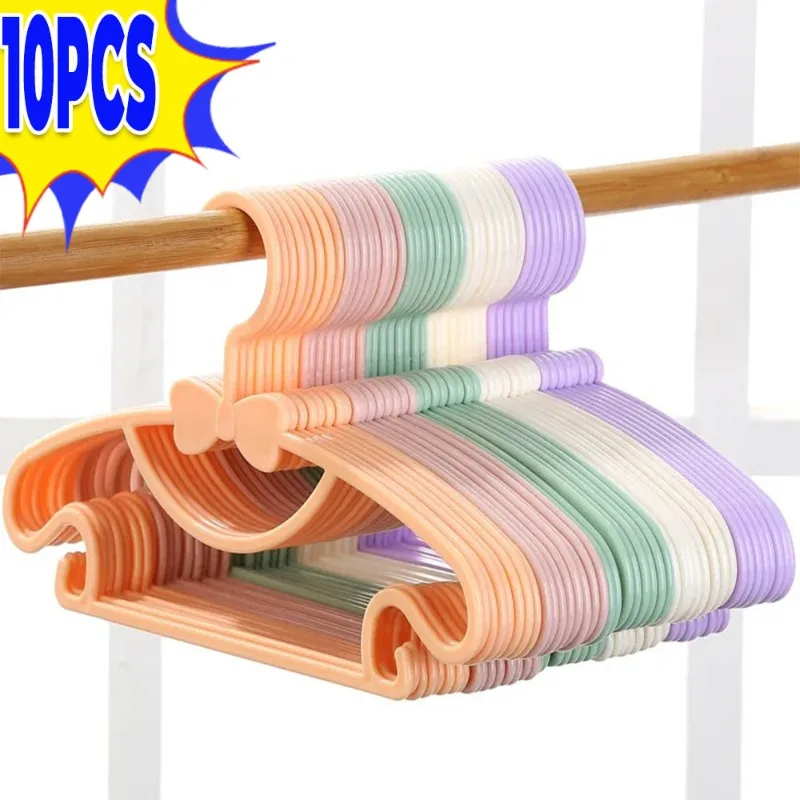 1-10Pcs Children Clothes Hanger Baby Clothing Organizer Display Hangers Plastic Kids Coats Windproof Holder Rack Closet Storage 1