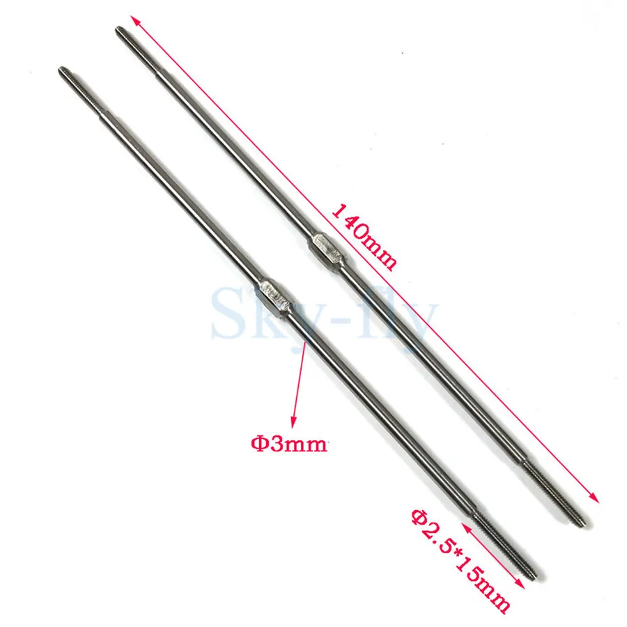 2pcs/lot 140mm Length M2.5 Metal Pushpull Rods For Rc Airplane Stable