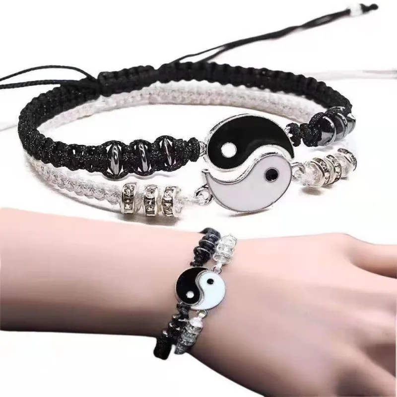 

Taoist Traditional Culture Yin Yang Stitching Chain Bracelet Cosplay Supreme Pole Couple Pendant Fashion Jewelry Accessory Gift