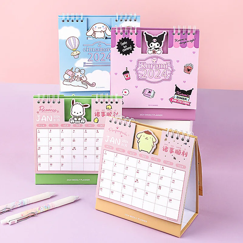 2024 New Sanrio Hellokitty Cinnamoroll Kuromi Calendar Desktop Creative  Ornaments Punch-in Notebook Three-dimensional Week Plan - AliExpress