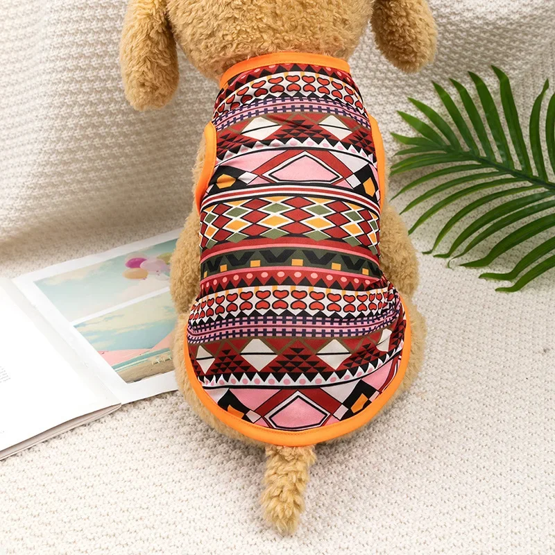 Dog Clothes Bohemian Style Dogs T-shirt Soft Dogs Cats Vest Summer Puppy Clothes York French Bulldog T-Shirt Dog Pullover Pet Costumes