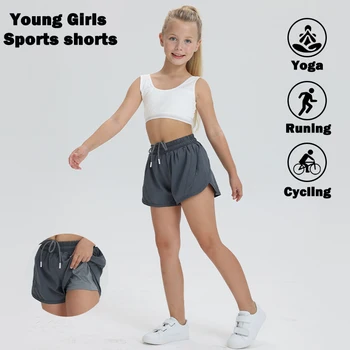 Girls Athletic Shorts Teen Kids Quick Dry Running Zip Pocket Lightweight Track Workout Shorts Children's Gym Riding Yoga Pants 2