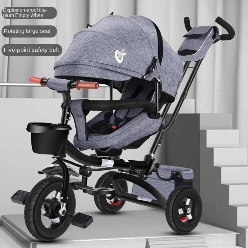 LazyChild Folding and Lying Children's Tricycle Bicycle 1-6 Years Old Baby Stroller Baby Light Bicycle Three Wheel Toddler Bike