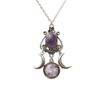 Collier pendentif Triple lune noir/rouge/violet, bijoux à la mode 1