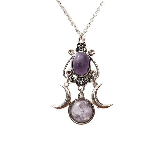 Collier pendentif Triple lune noir/rouge/violet, bijoux à la mode 1
