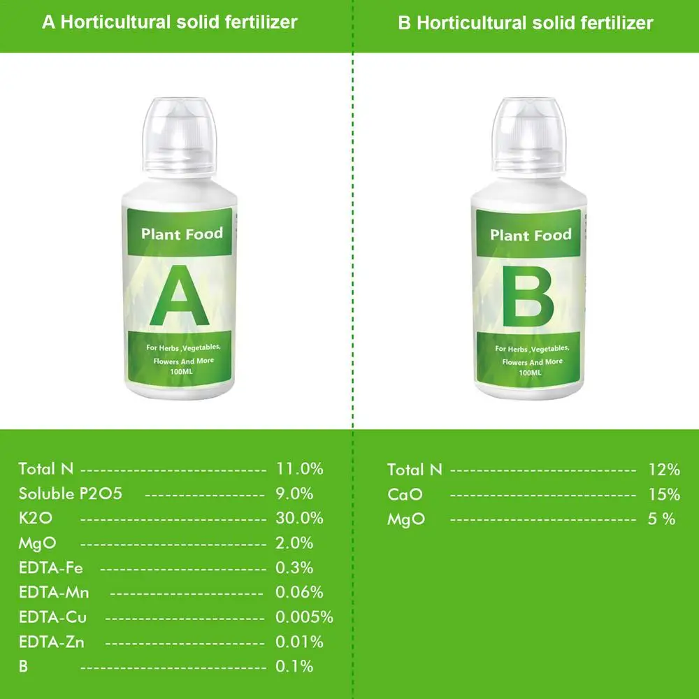 Description Picture 4 of itemFertilizer A And B Hydroponic Garden Plant Food Plant Fertilizer For Flowers Vegetables Grass Hydroponic Nutrients Fertilizer