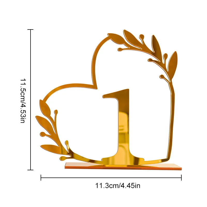 Heart Shaped Table Numbers Signage Gold Color Acrylic Table Number Card Holder Wedding Partyreserved Seating Numbers Stand 1PC