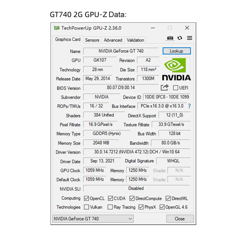 GT 740 2G/4G gpu placa de video gaming rtx 3060ti graphics card not 2060 gtx