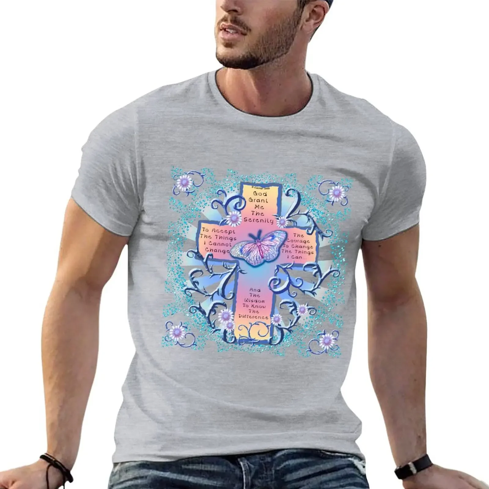 

Serenity Christian Cross T-shirt quick-drying oversizeds t shirts for men graphic
