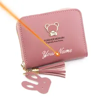 2022 Short Women Wallets Mini Cute Coin Pocket Card Holder Name Engraved Female Purse New Fashion Kpop Small Wallet For Girls 1